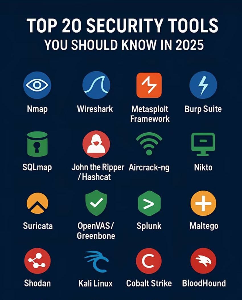 20 инструментов кибербезопасности 2025